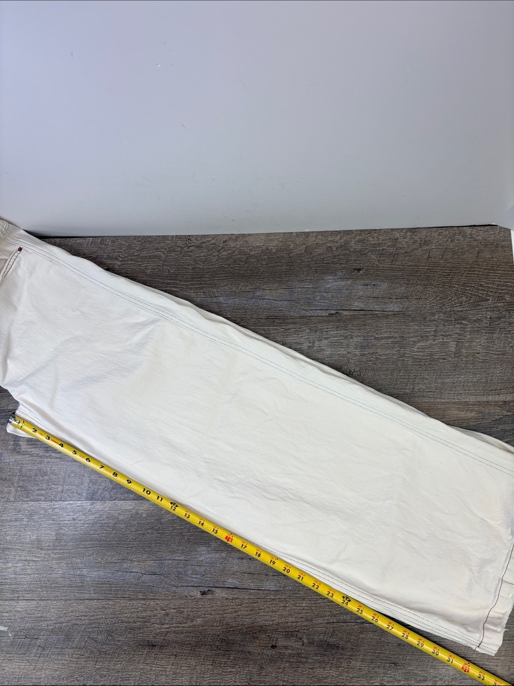Seventy + Mochi Cream High Rise Wide Leg Jeans Contrast Stitching 28/32 - Picture 13 of 14